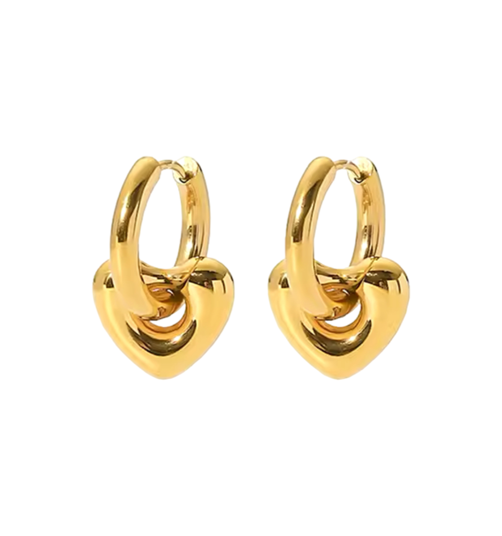 Heart charm hoops