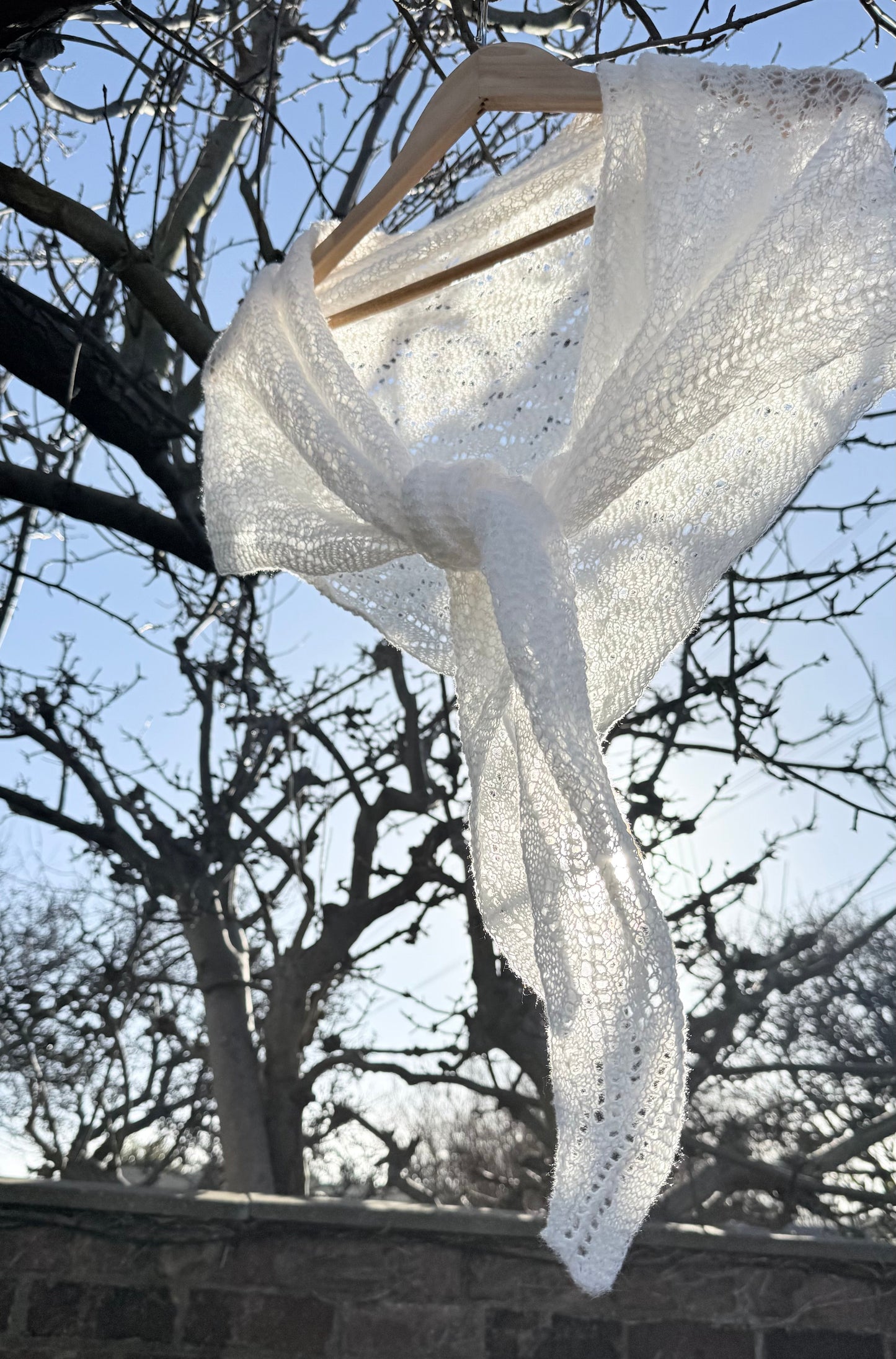 Vintage cobweb knit shawl