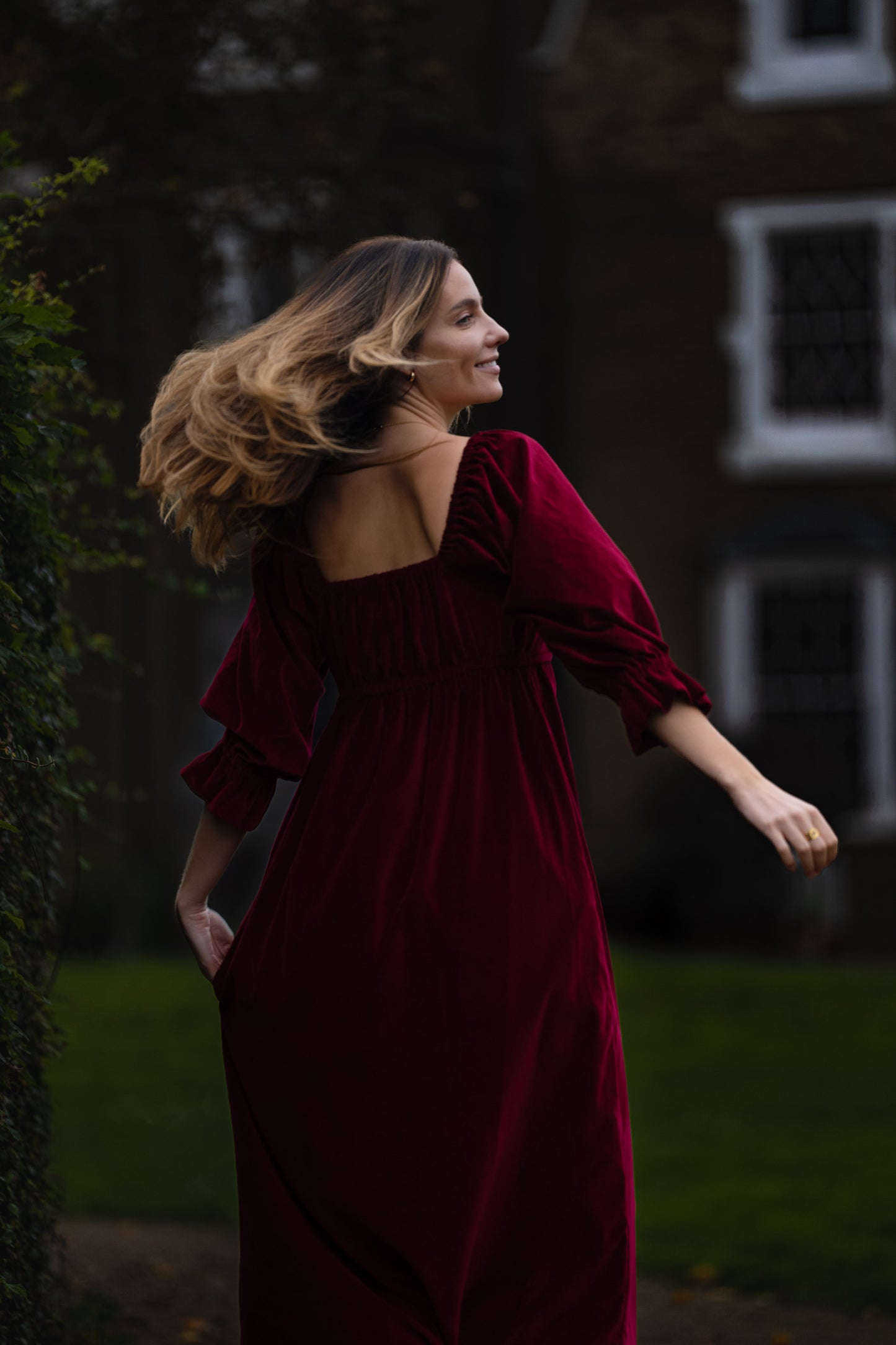 The Valentine Maxi dress in Claret Velvet