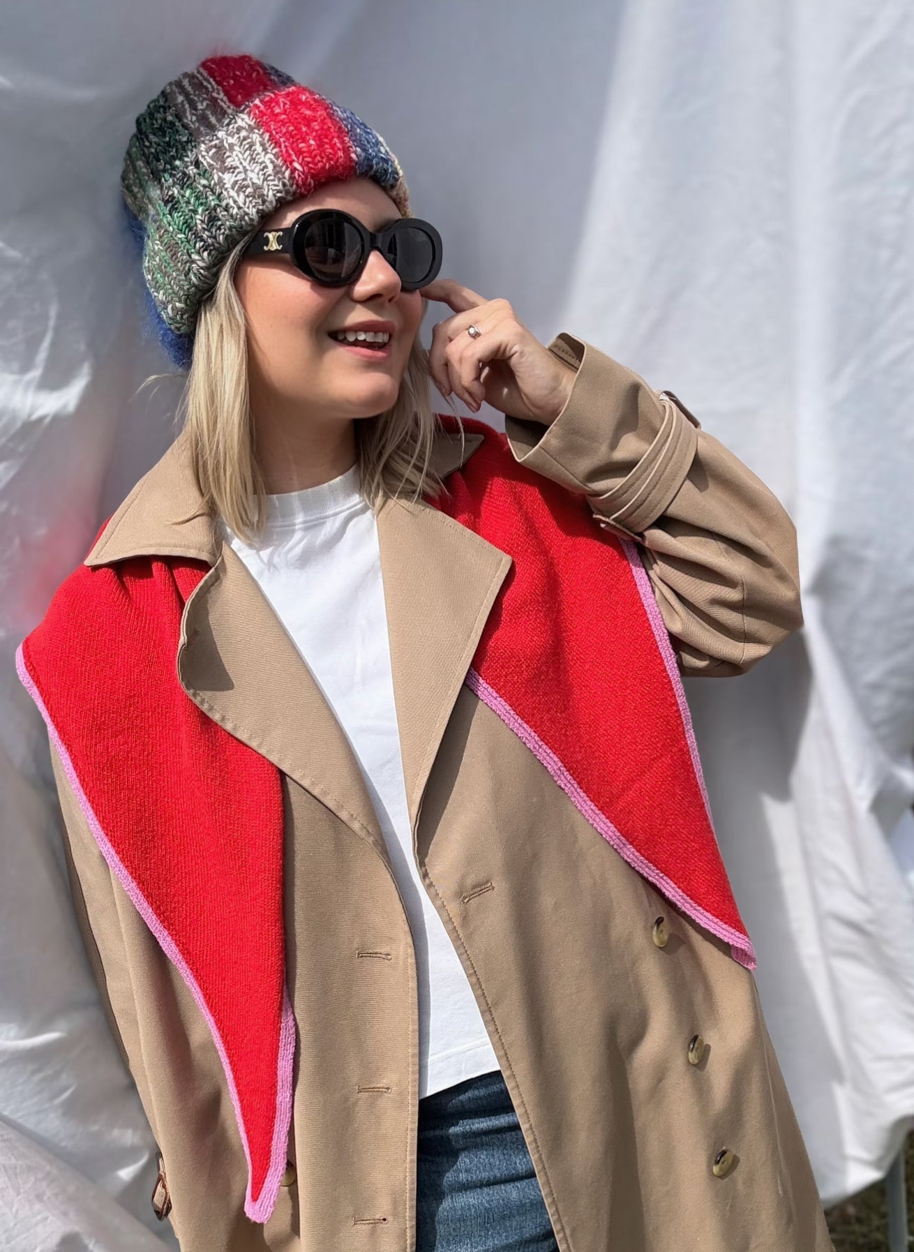 Poppy Red ‘Morven’ large Triangle Scarf, pre-order