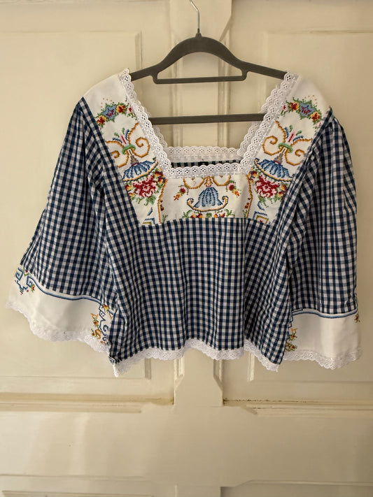 The Cass square neck embroidered smock blouse sizes 8