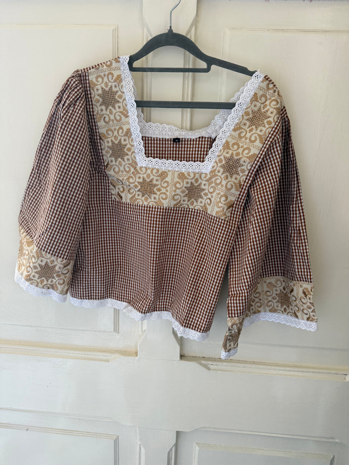 The Cass square neck embroidered smock blouse sizes 8-10