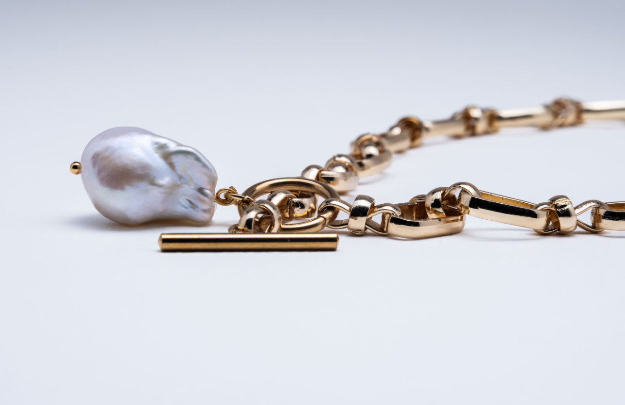 Celeste Gold-Plated Baroque Pearl Necklace