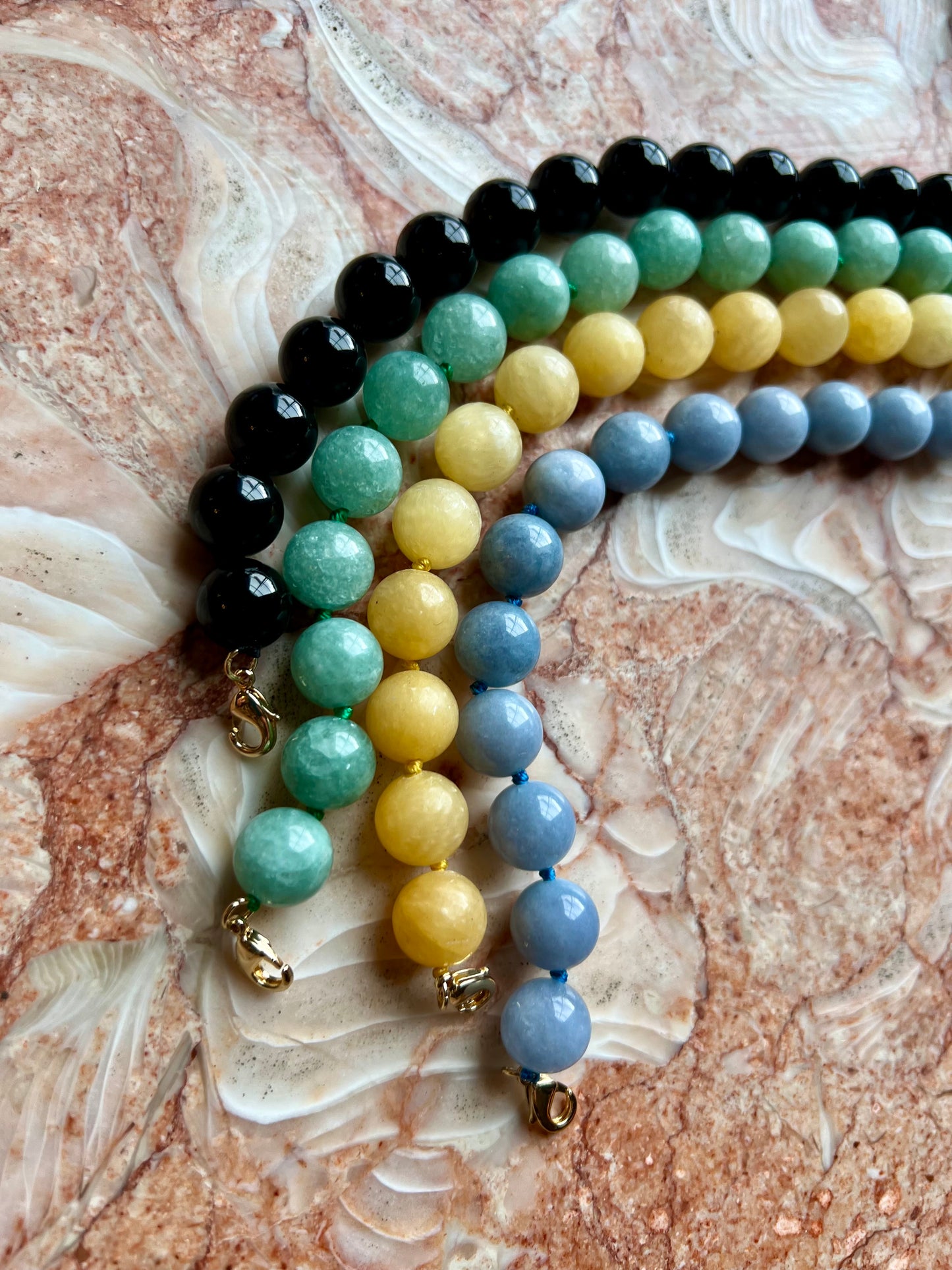 Polished Black Agate 'Betty' Necklace