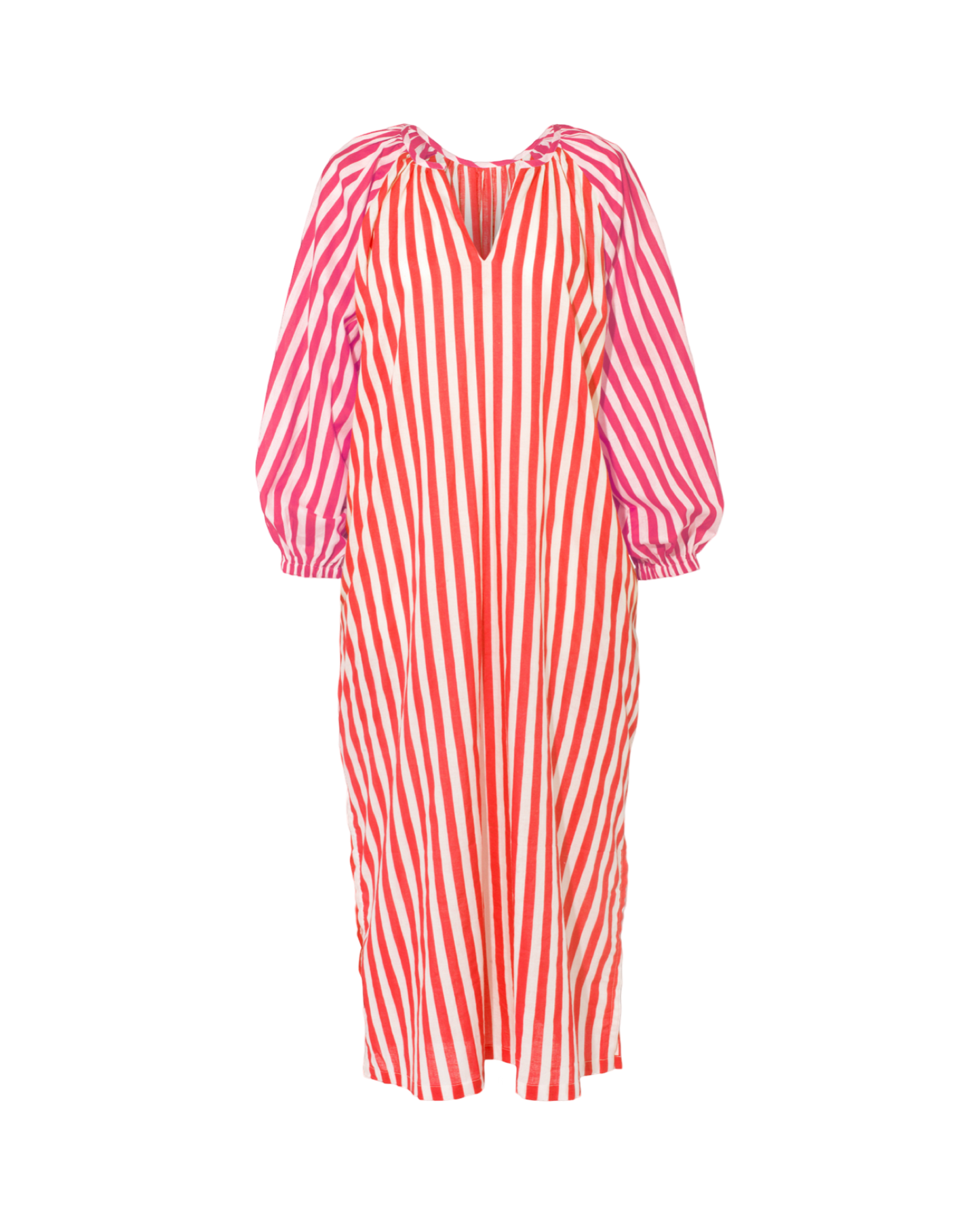 Winnie organic cotton night dress; Pink and red stripe