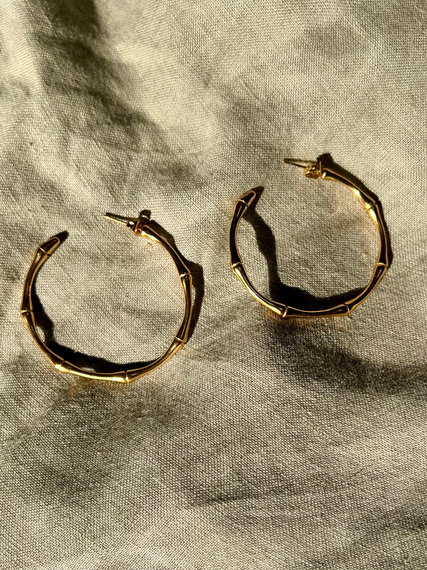 Gold plated bamboo hoops