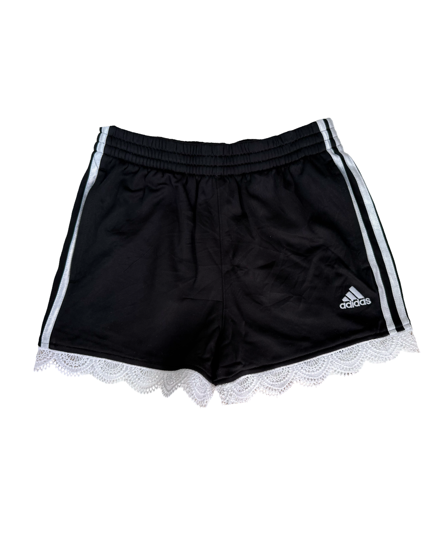 Reworked Adidas lace trim shorts