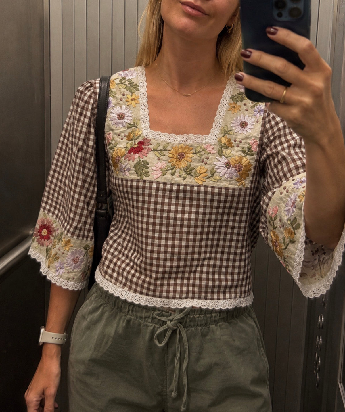 The Cass square neck embroidered blouse