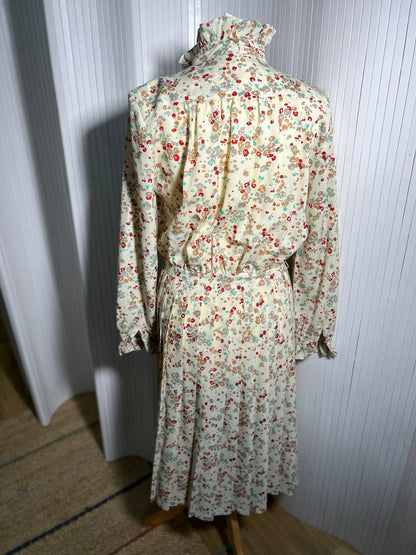 1980s floral pleated dress