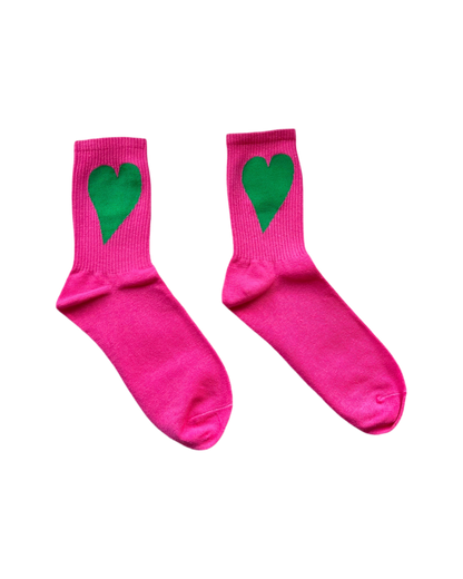 Pink & Green Heart socks