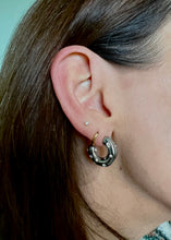 Load image into Gallery viewer, Silver plated crystal encrusted hoop earrings loop