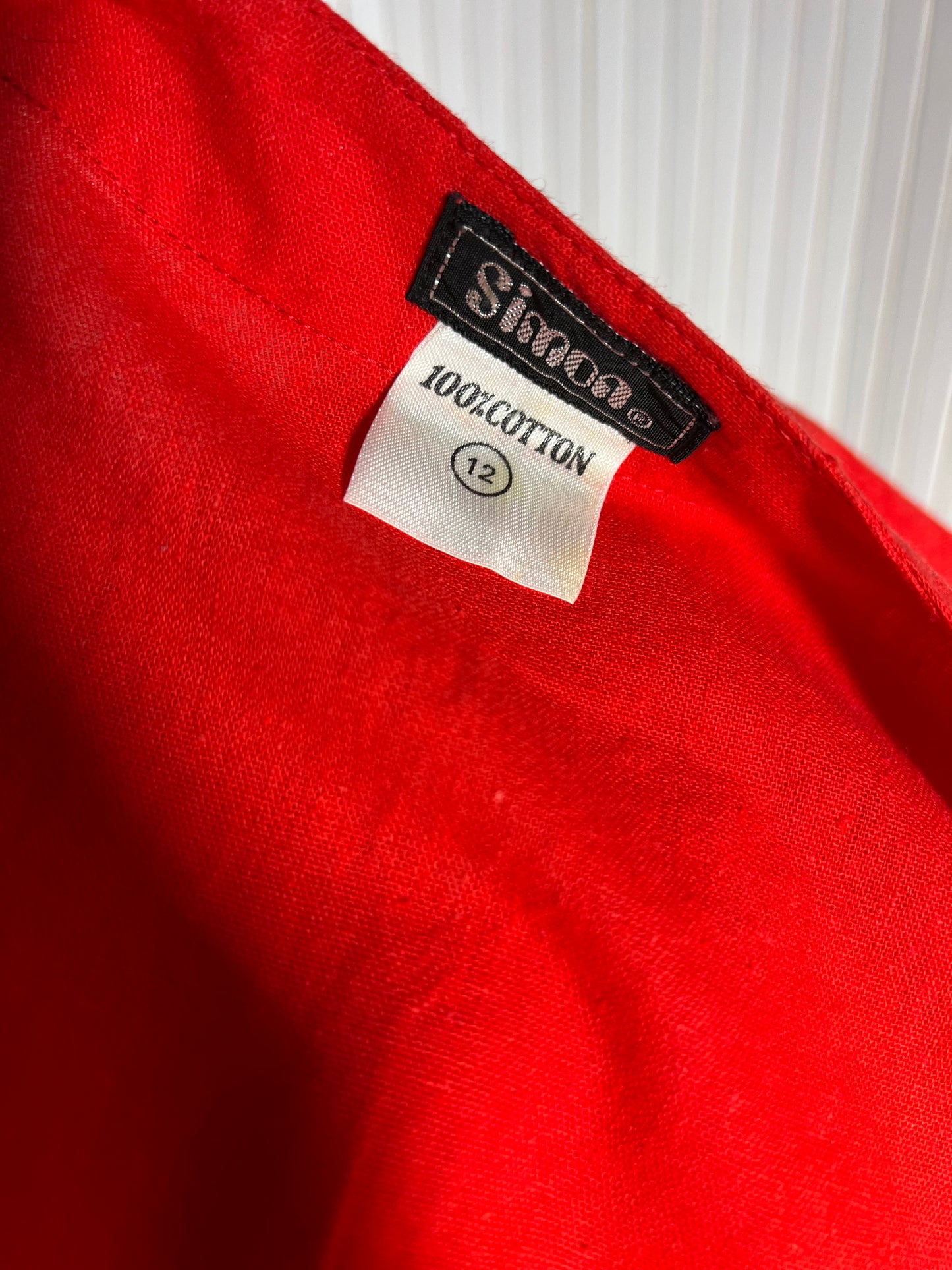 1970s Red cotton shirt UK 8