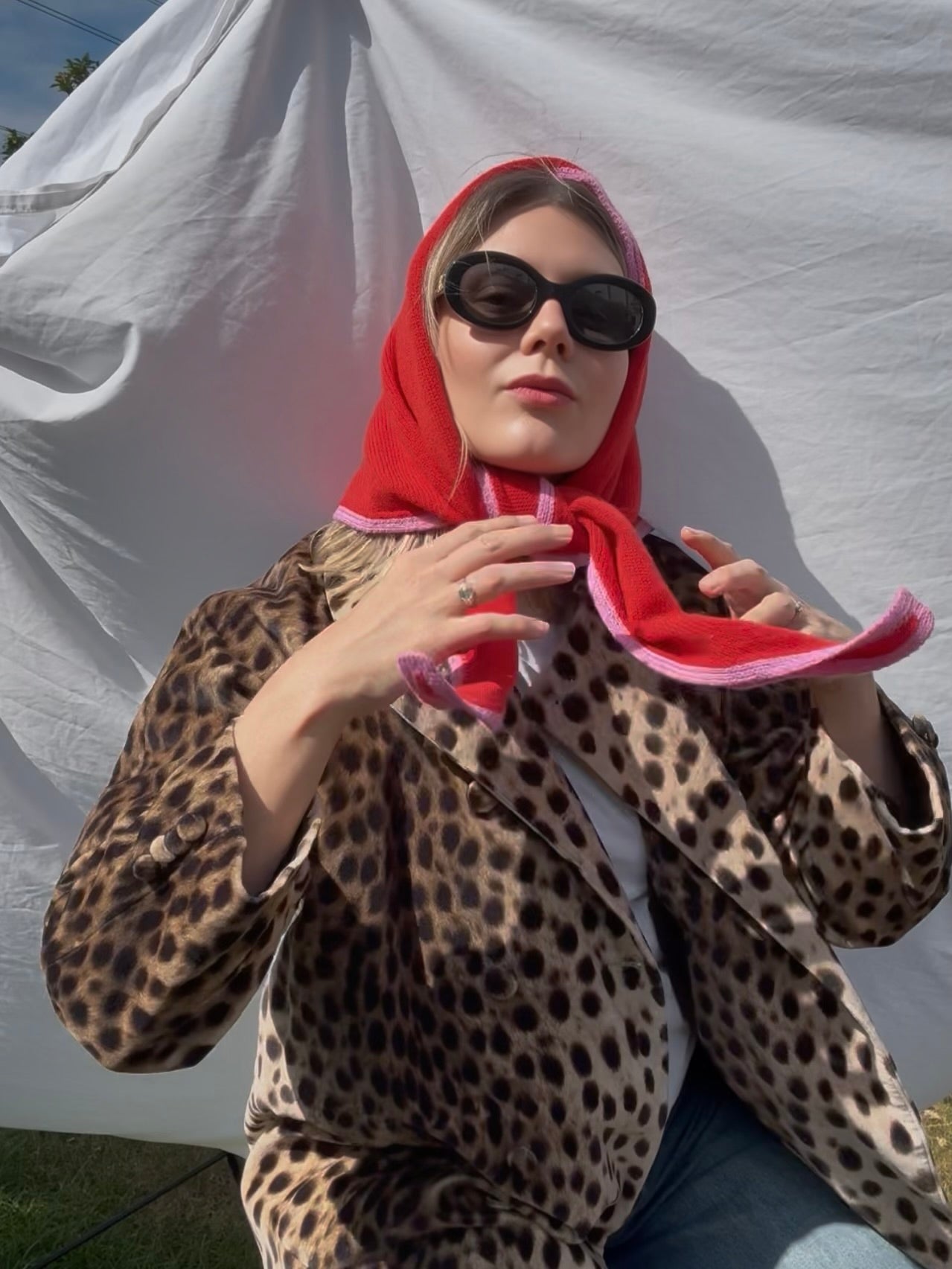 Lipstick pink Morven Triangle Scarf