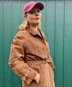Brown 70s suede trench coat