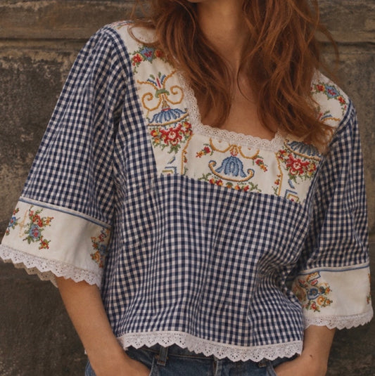 The Cass square neck embroidered blouse