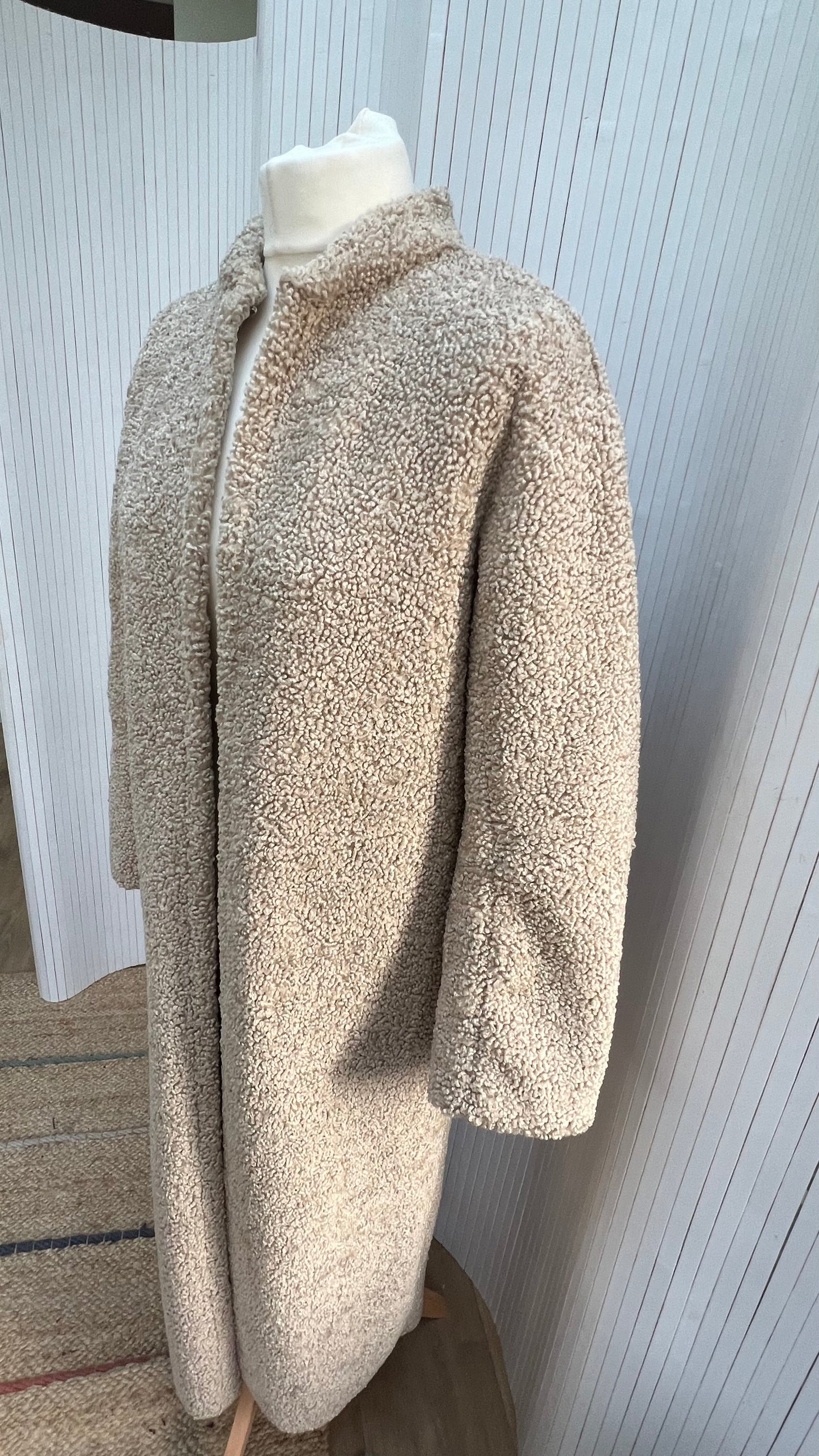 Faux shearling duster coat. Size small - uk 8-10