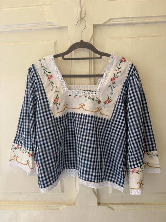 The Cass square neck embroidered smock blouse sizes 12