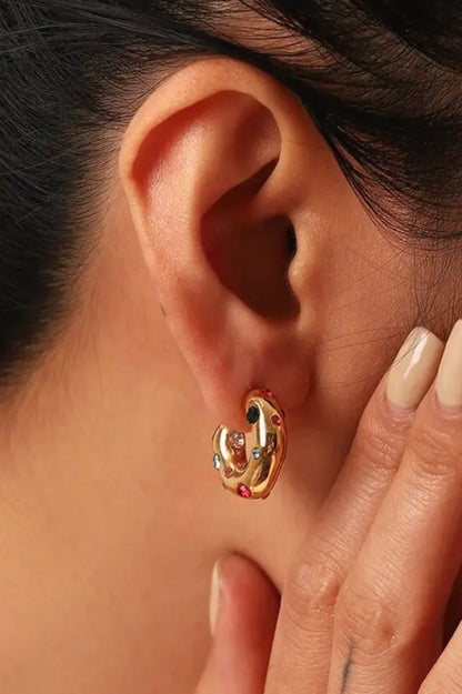 18k Gold plated coloured crystal encrusted hoop earrings