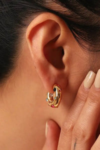 18k Gold plated coloured crystal encrusted hoop earrings