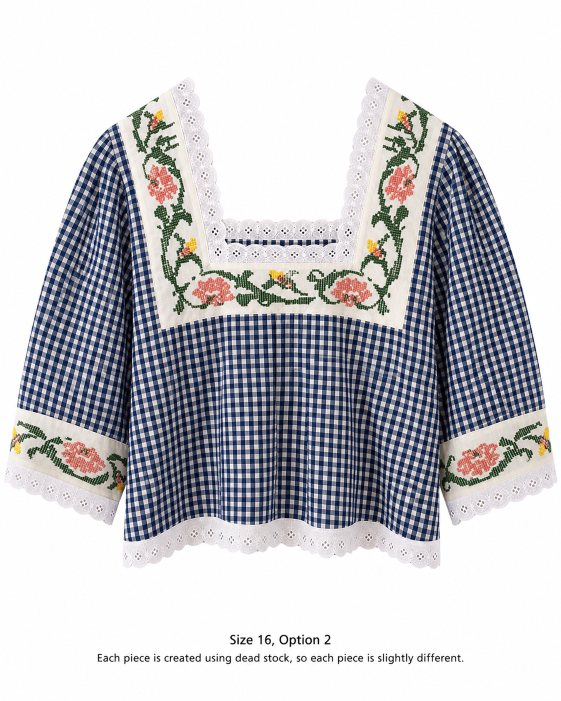 The Cass square neck embroidered blouse