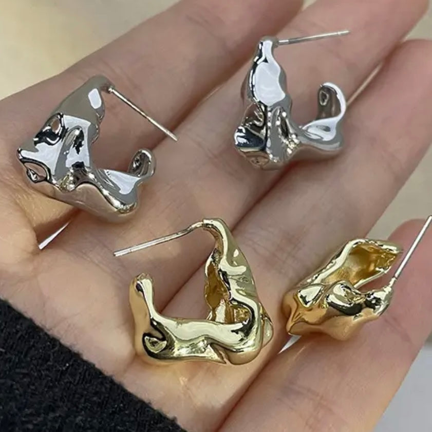 Molten hoop earrings