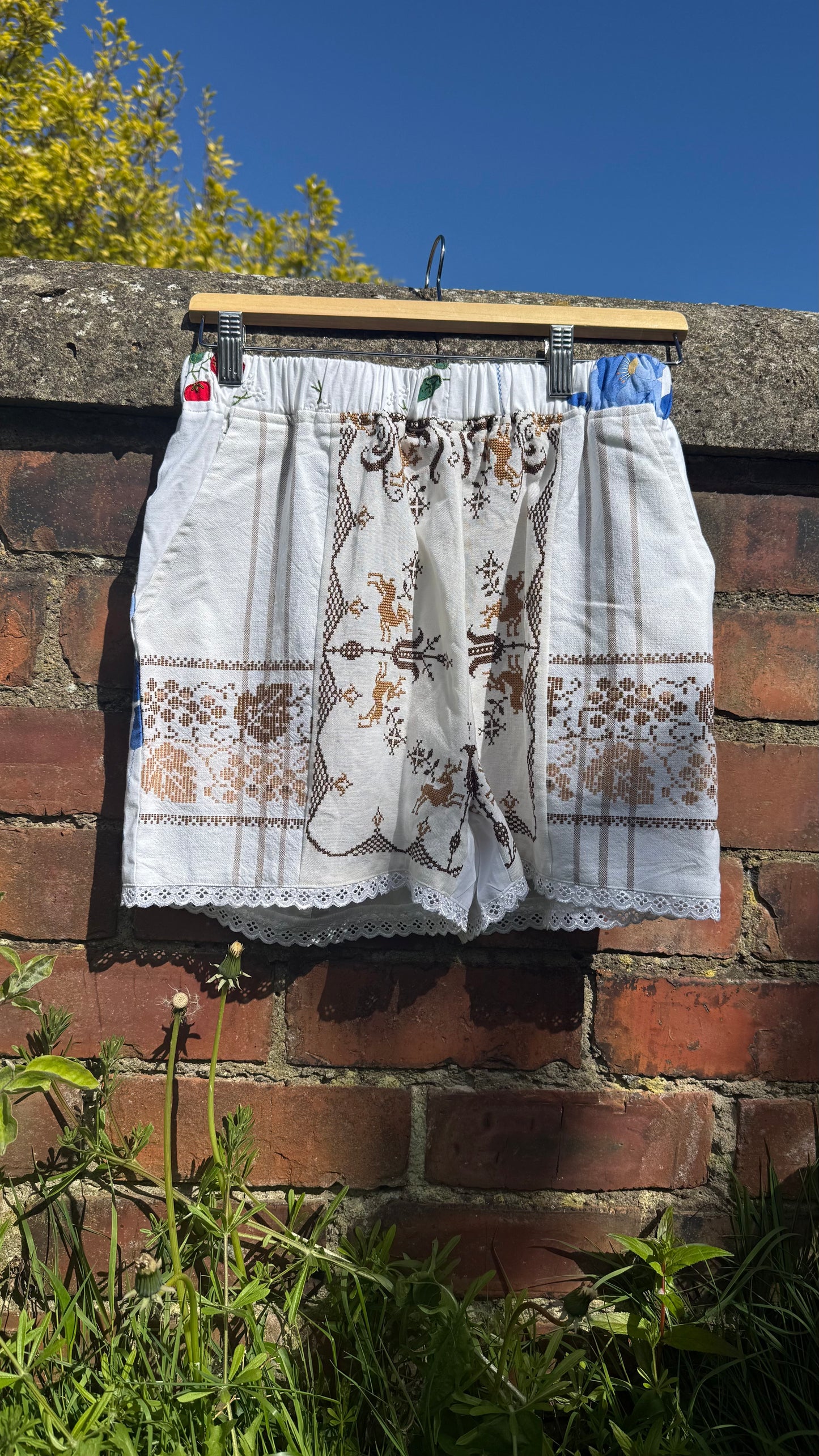 Daisy embroidered shorts