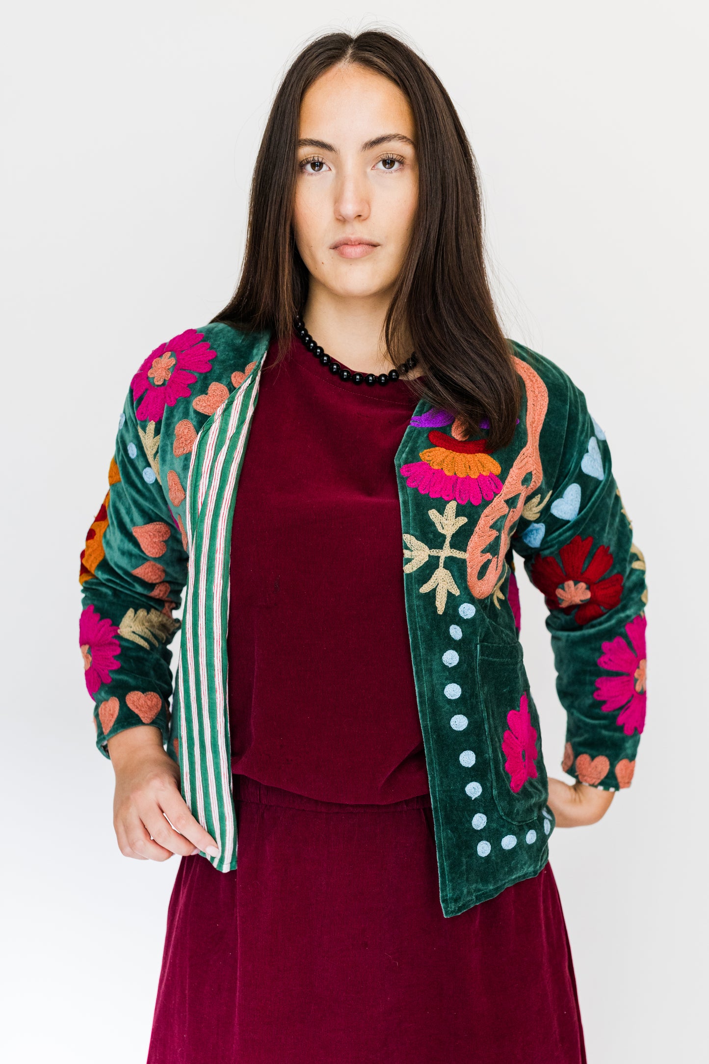 The LOVE embroidered velvet jacket