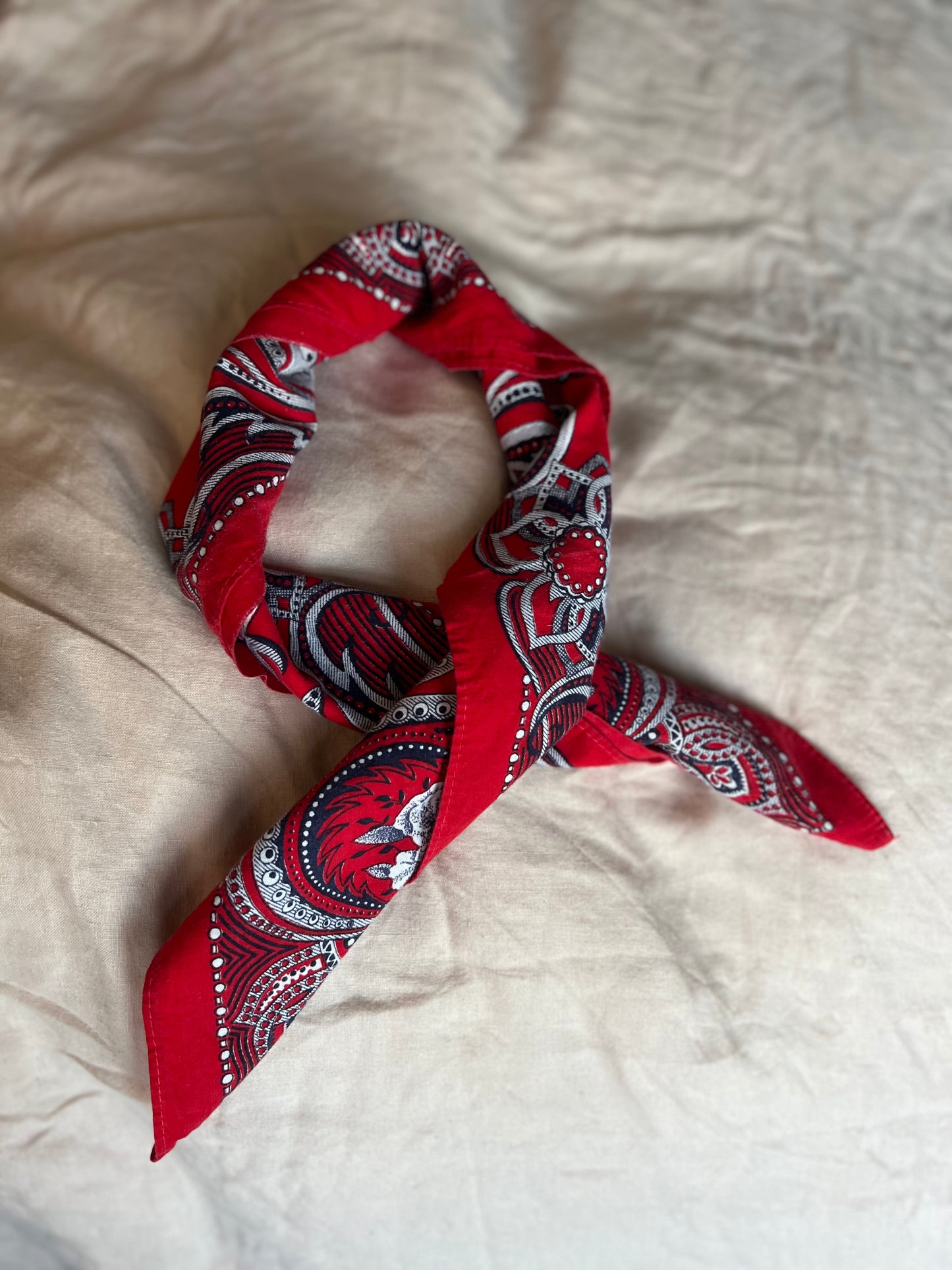 Red floral vintage neckerchief