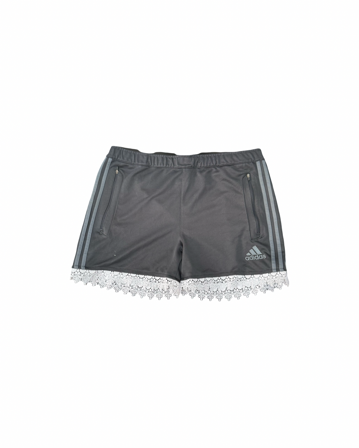 Reworked Adidas lace trim shorts - extra large