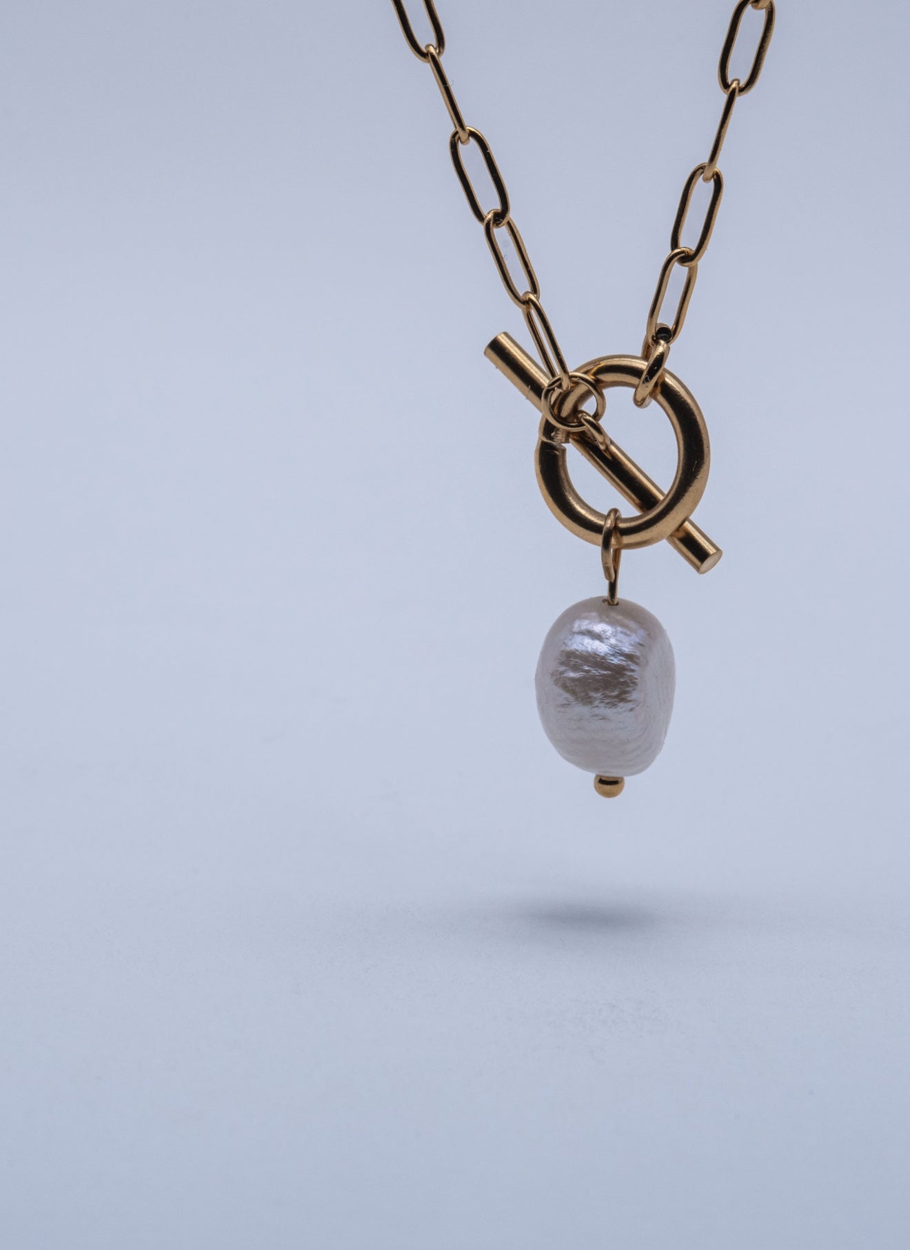 Back in stock - Madelaine, fine gold plated thread through necklace with freshwater pearl pendant