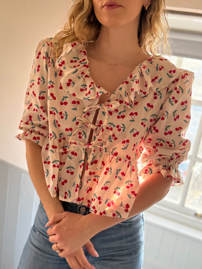 The Florence top - Cherry print