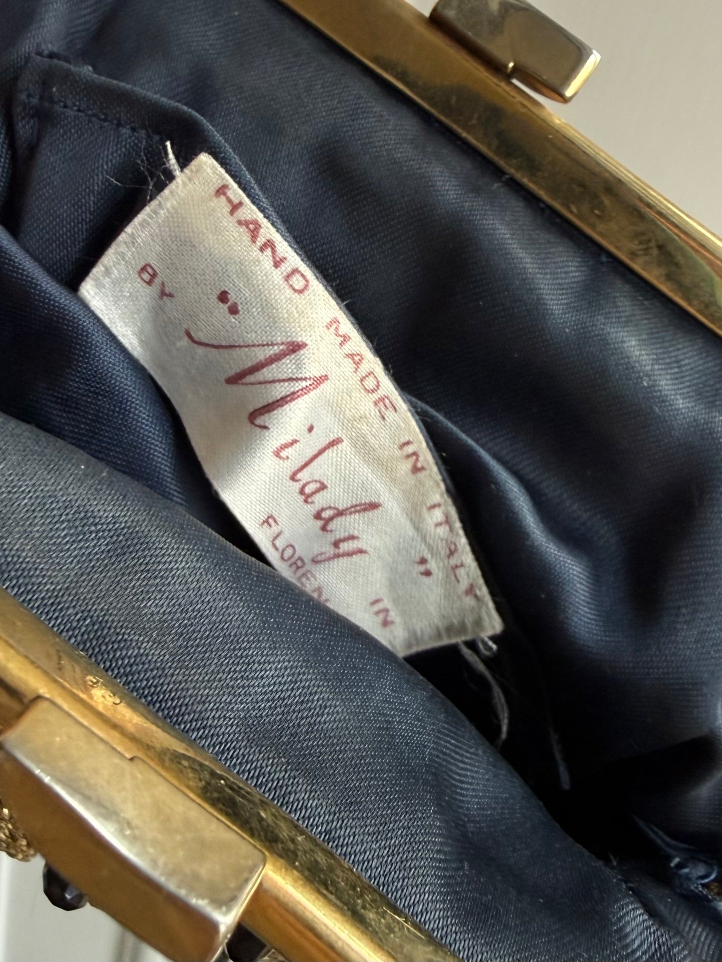 Early 1960s Italian Hand Crocheted Beaded Evening Bag