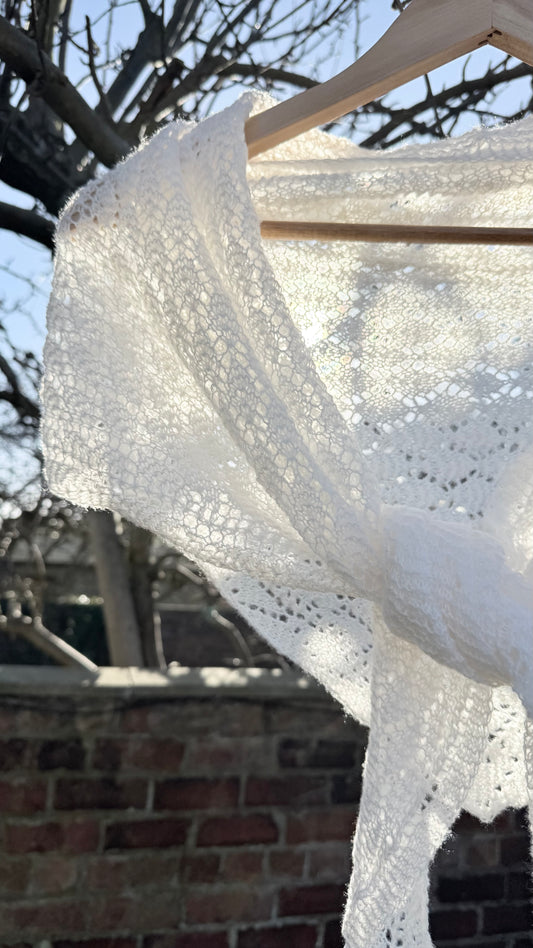 Vintage cobweb knit shawl