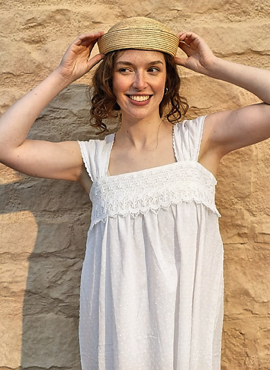 Straw pillbox hat