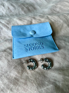 Silver plated crystal encrusted hoop earrings loop