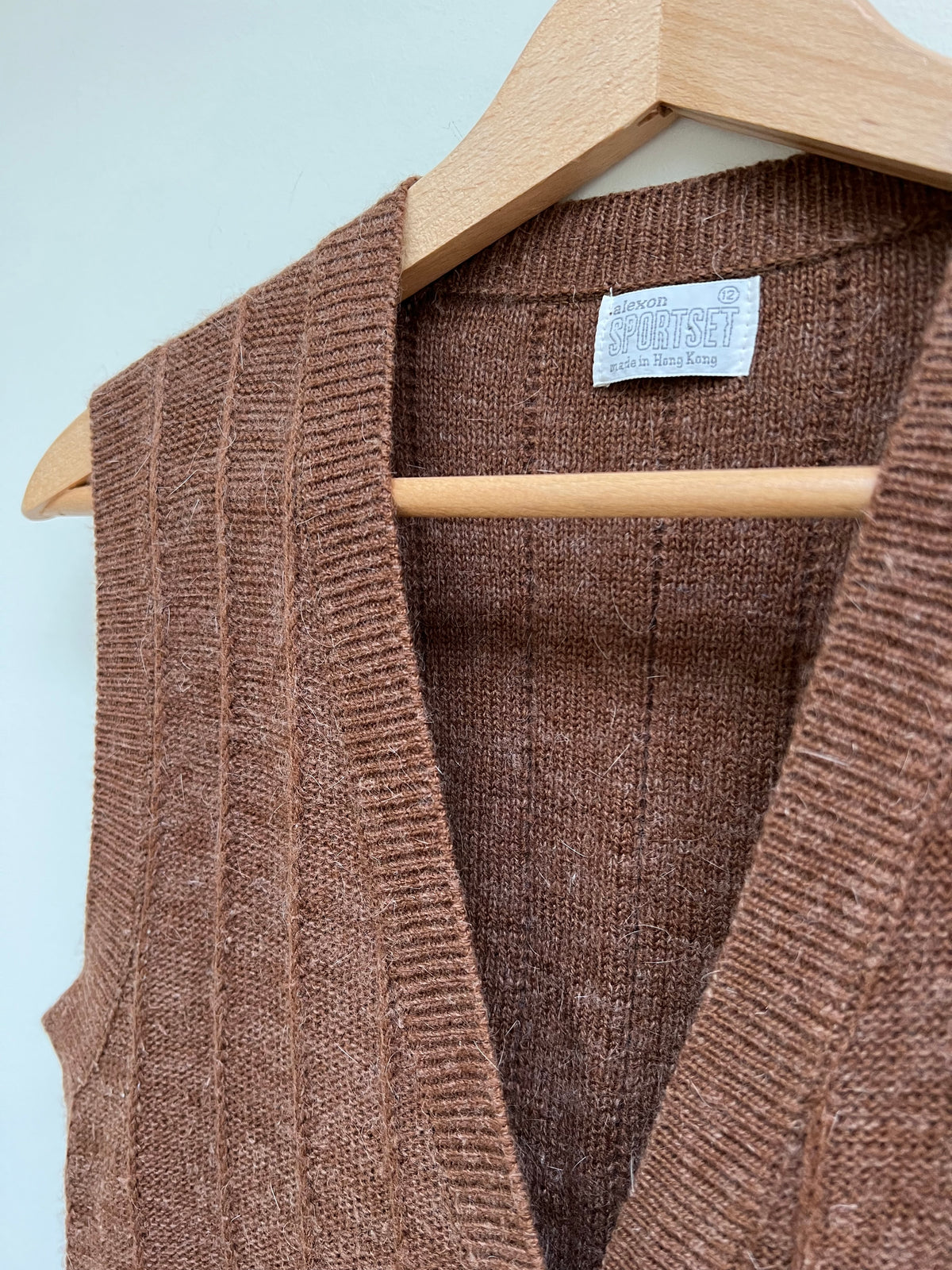 80s Angora blend button through vest