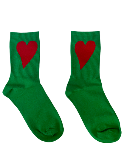 Green and Red Heart socks