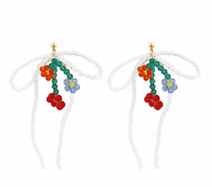Handmade bow bouquet earrings