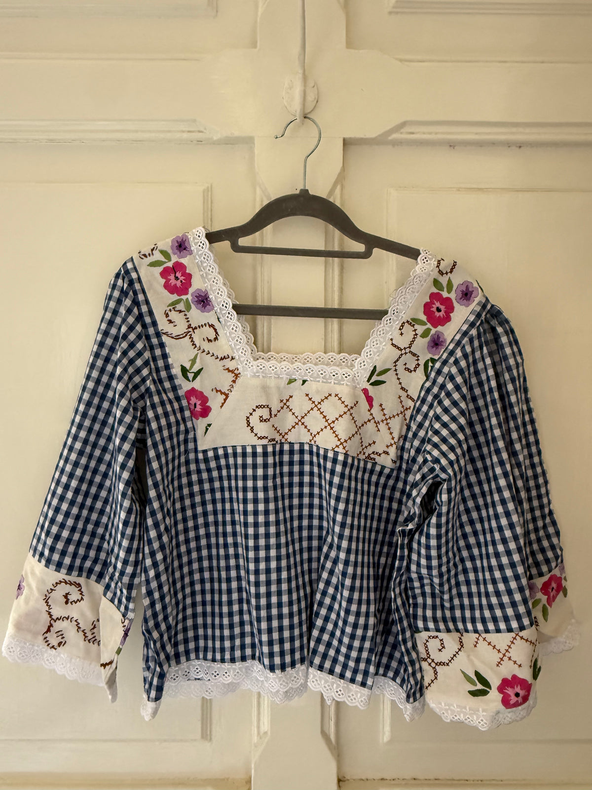 The Cass square neck embroidered smock blouse sizes 8-10