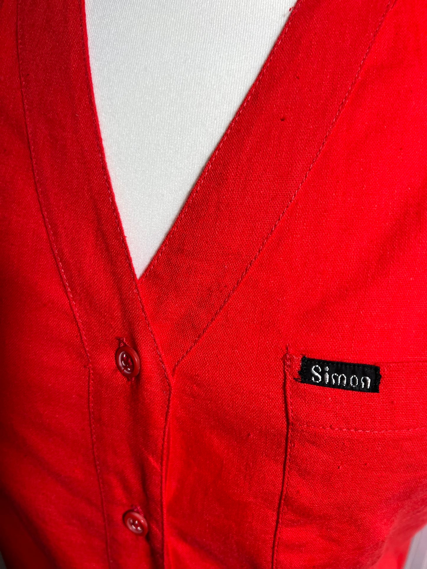 1970s Red cotton shirt UK 8