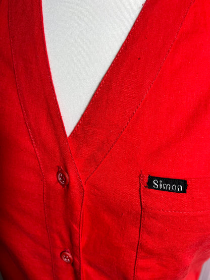 1970s Red cotton shirt UK 8