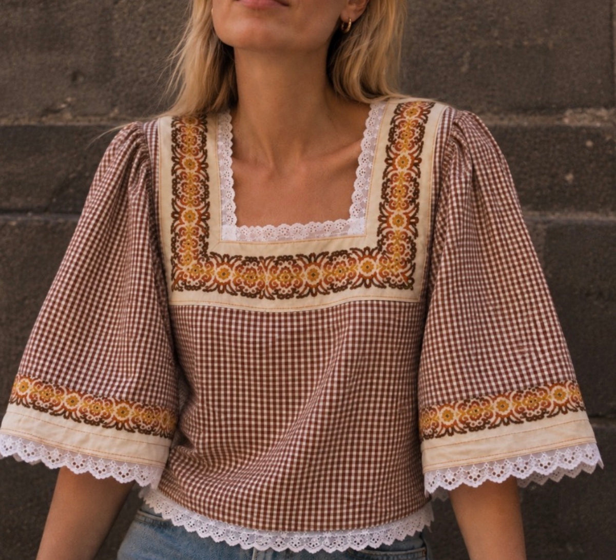 The Cass square neck embroidered blouse
