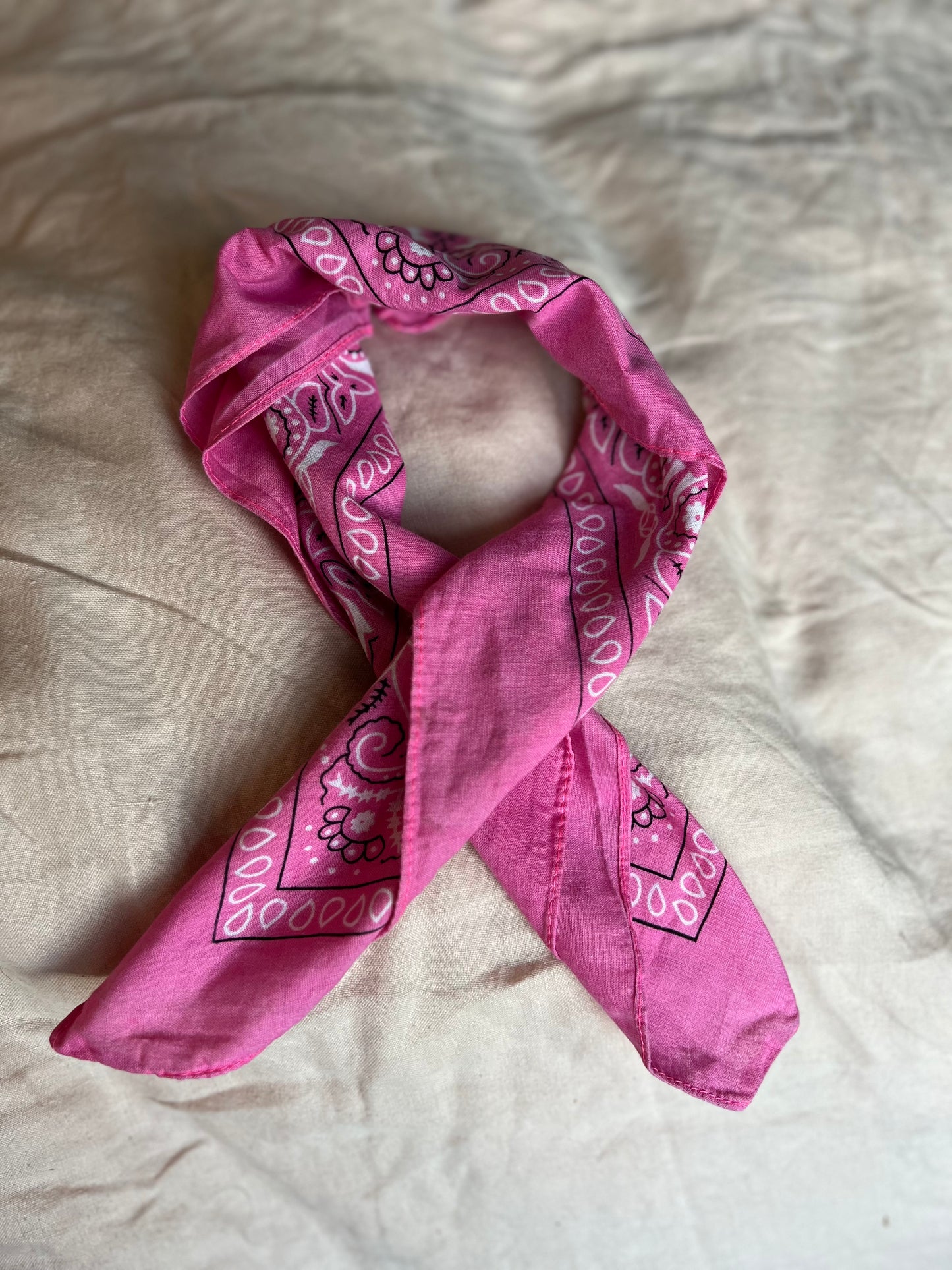 Pink paisley print vintage neckerchief