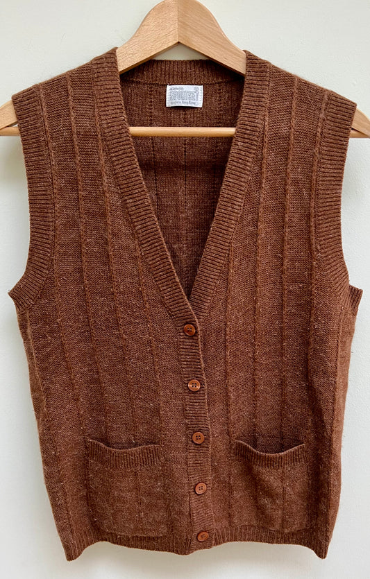 80s Angora blend button through vest
