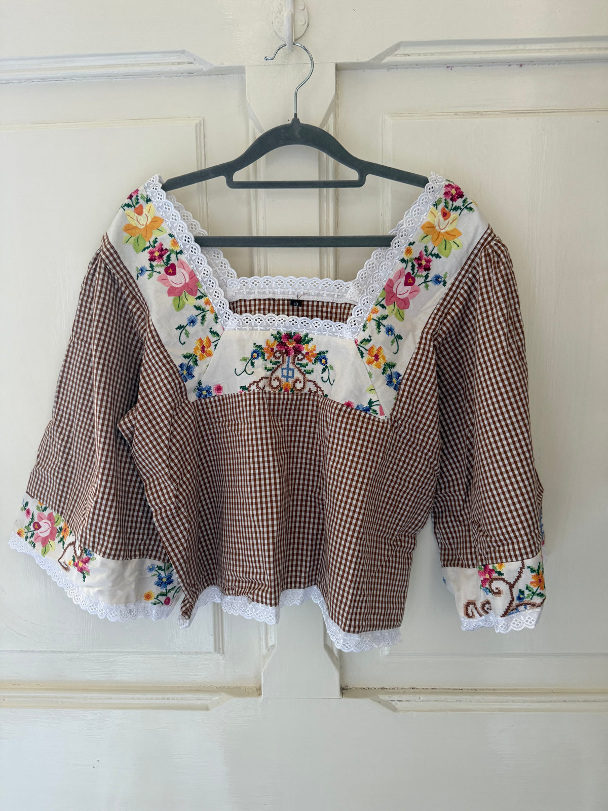 The Cass square neck embroidered smock blouse sizes 8-10