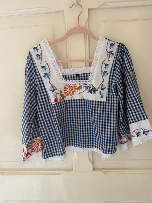 The Cass square neck embroidered smock blouse sizes 10