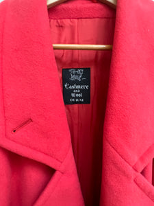 Red showstopper cashmere and wool blend 80s coat