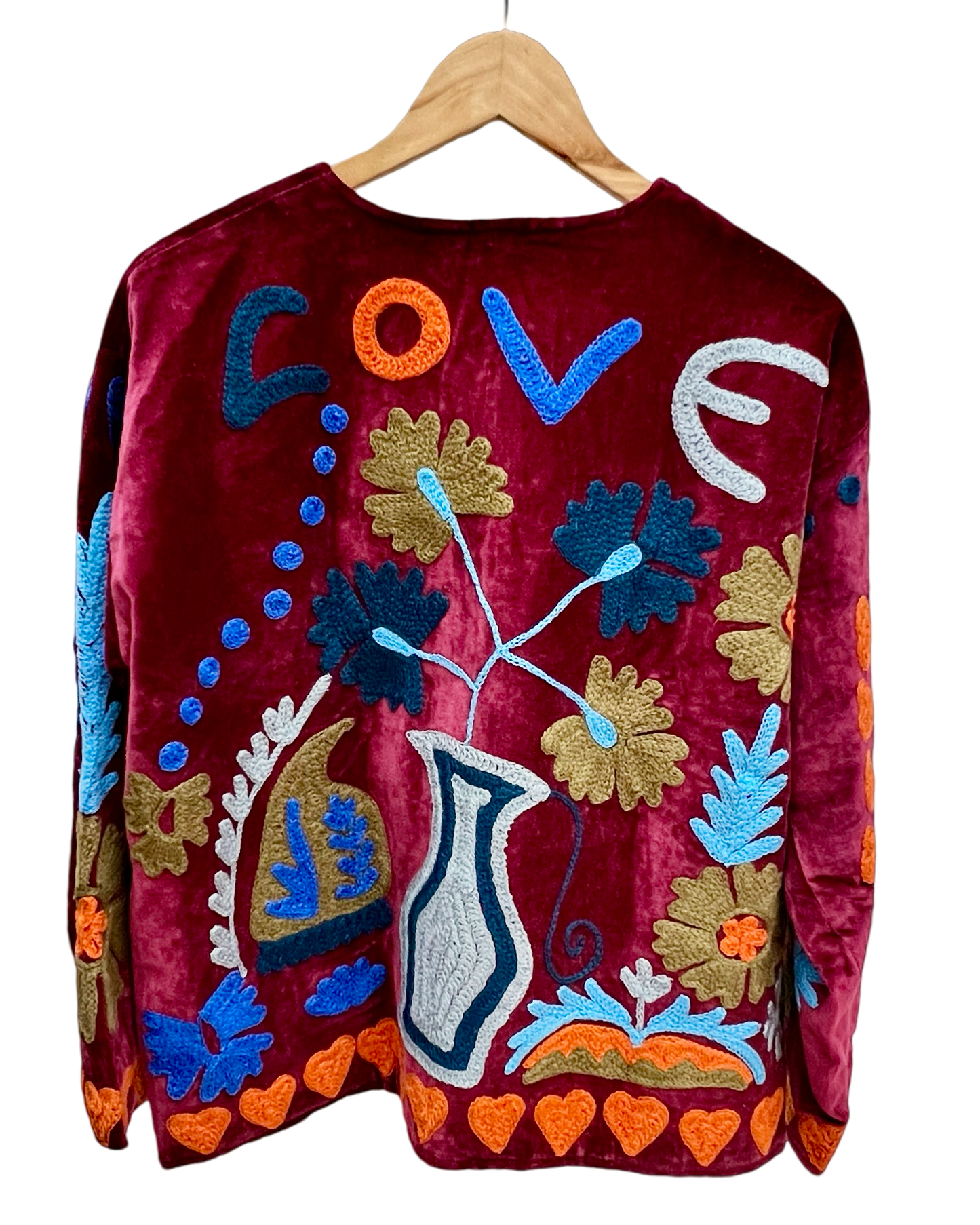 The LOVE embroidered velvet jacket