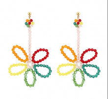 Load image into Gallery viewer, Handmade multicolour daisy earrings