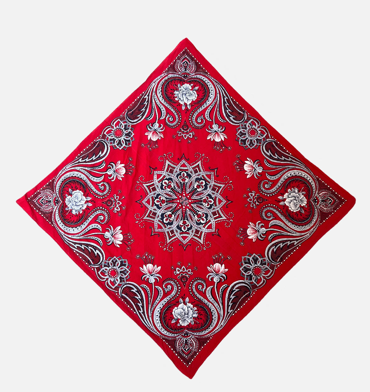 Red floral vintage neckerchief